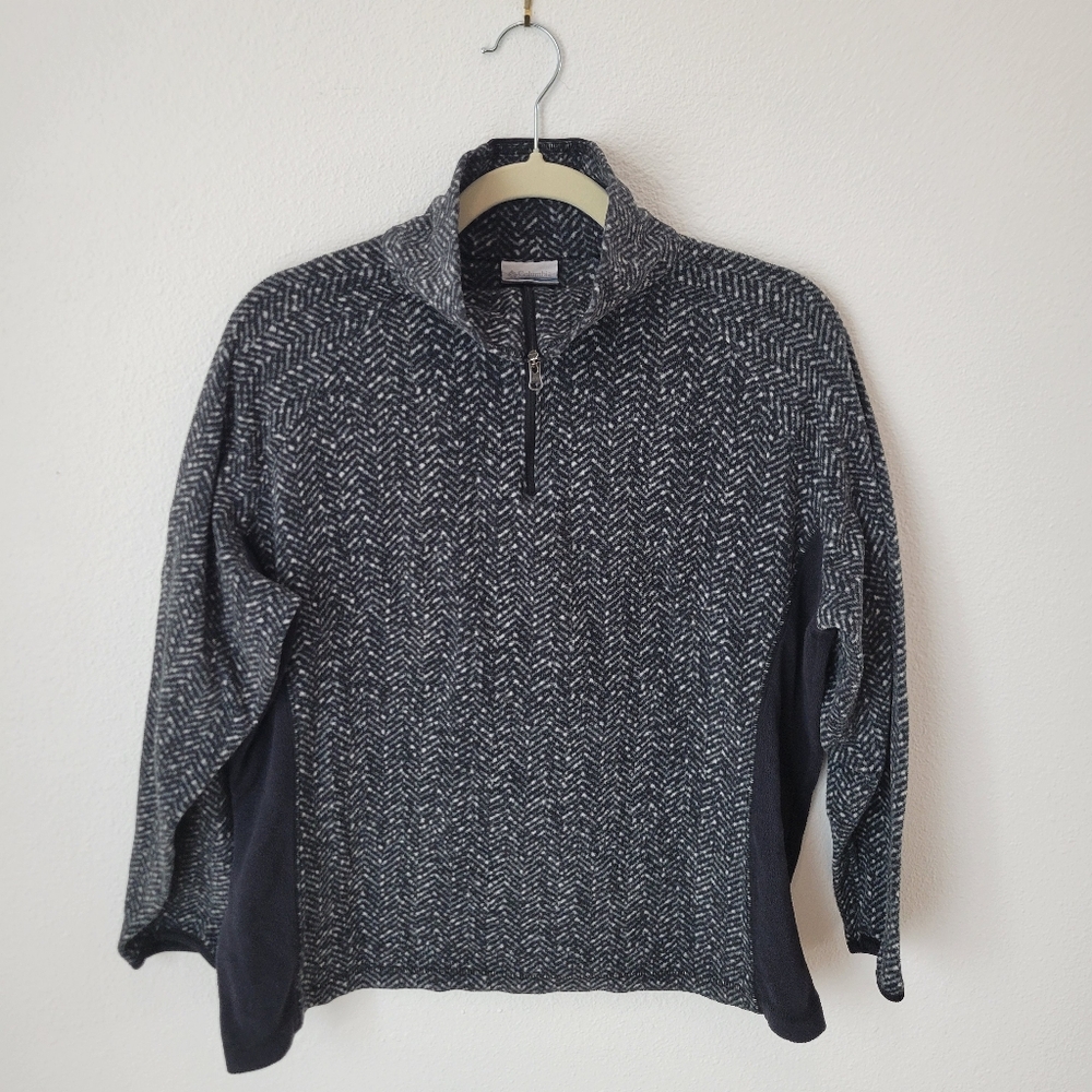 Columbia Black White Patterned Half Zip Polar Fleece Pullover 1X